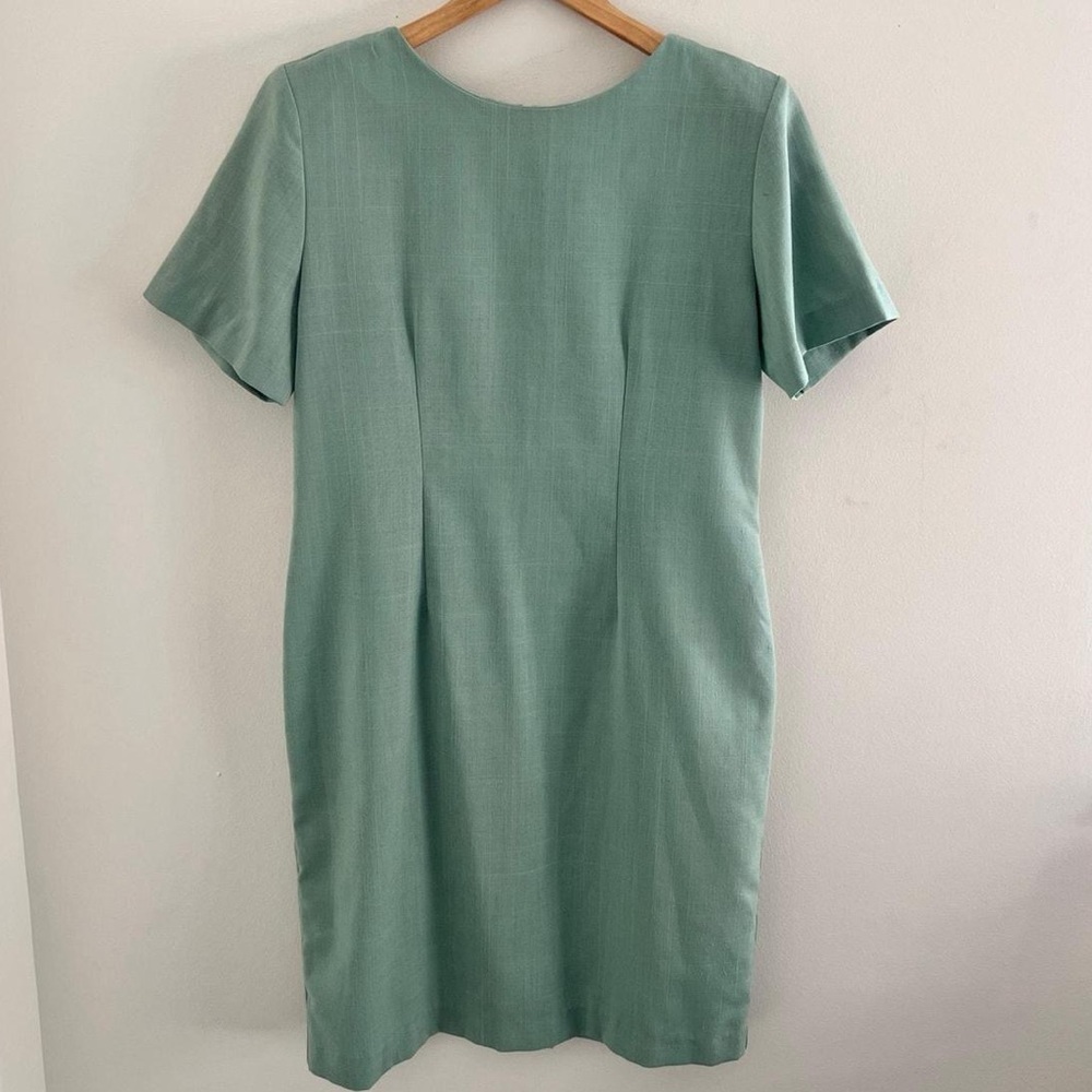 Vintage Mint Green Bedford Fair Made in USA Midi Dress Size 12